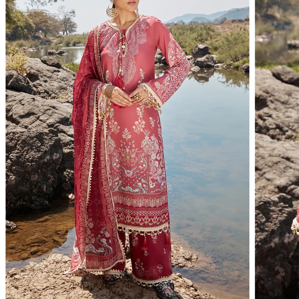 Dusty Rose Printed Georgette Suit